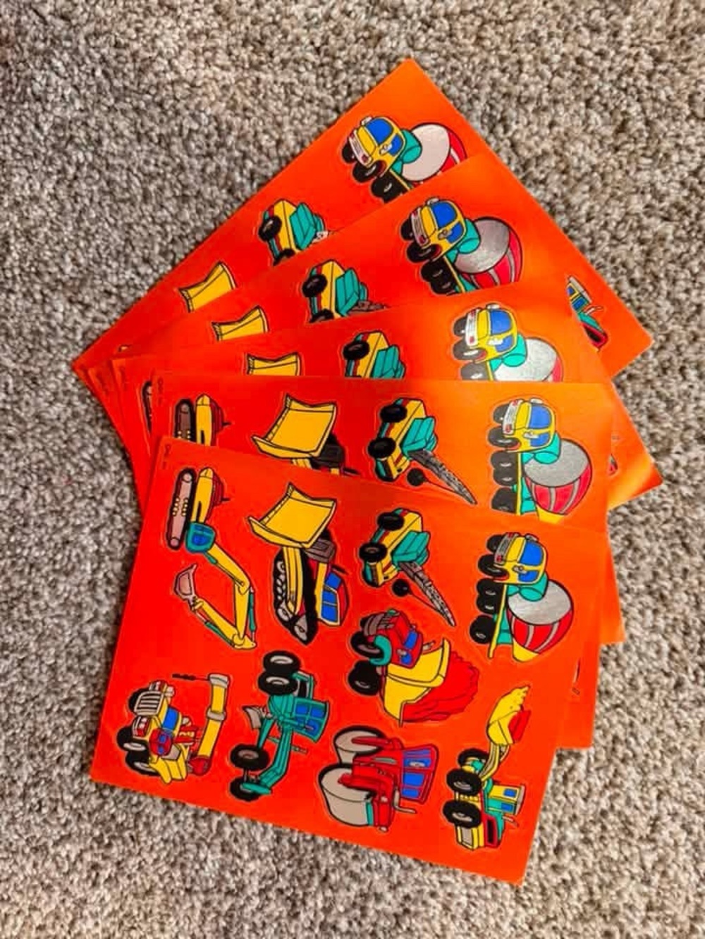 Vintage 1990s Orange Construction Vehicle Sticker Sheets
